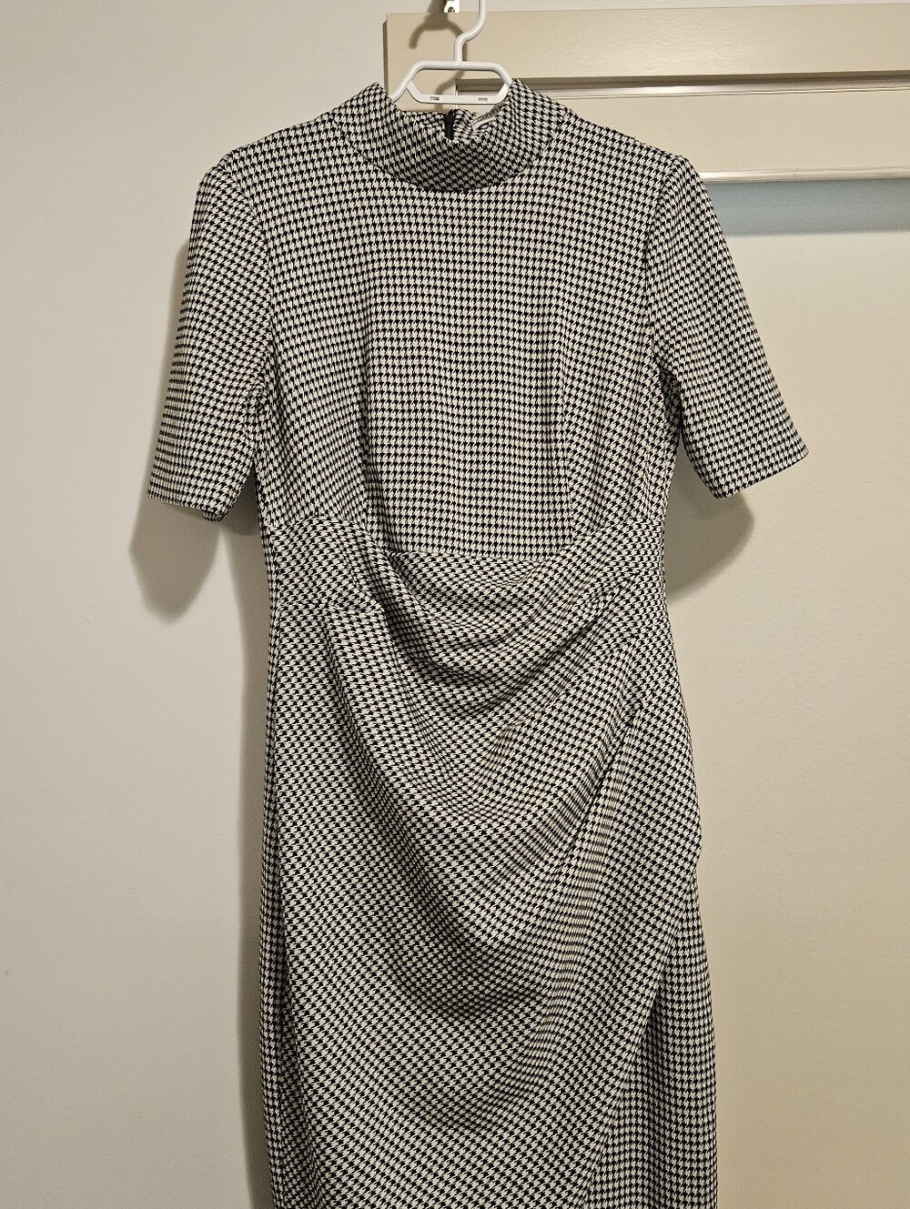 Classic Black & White Houndstooth Sheath Dress